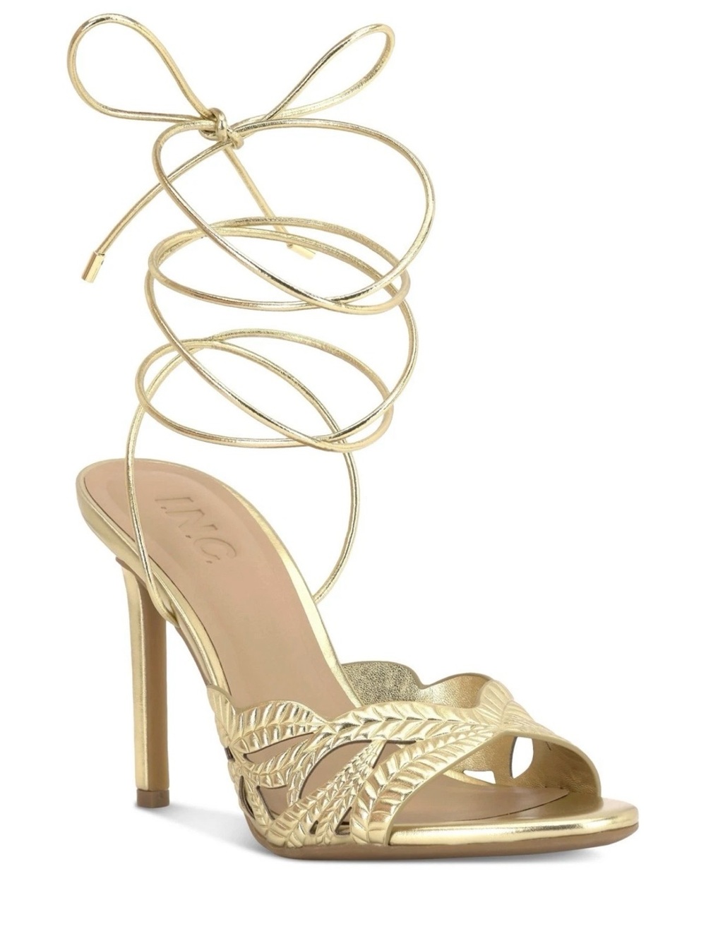 INC International Concepts Gold Lace-Up High Heel Sandal